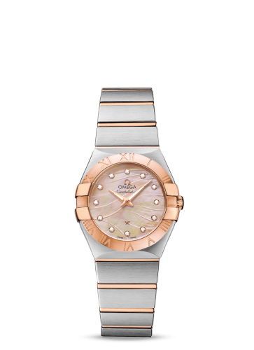 Omega Constellation Quartz 27 Brushed Stainless Steel / Red Gold / Red MOP